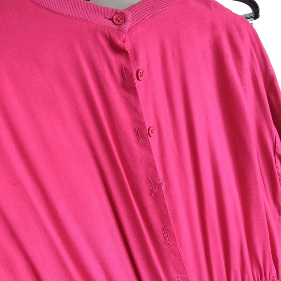 vintage 80s pink fuschia playsuit romper shortall jumpsuit - Picture 3 of 12